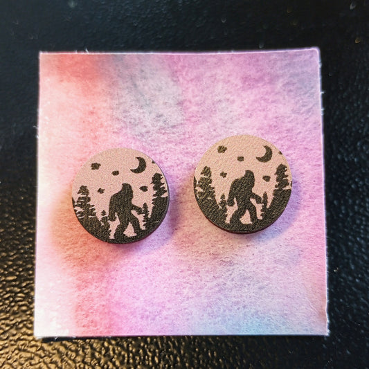 Bigfoot Wooden Earrings