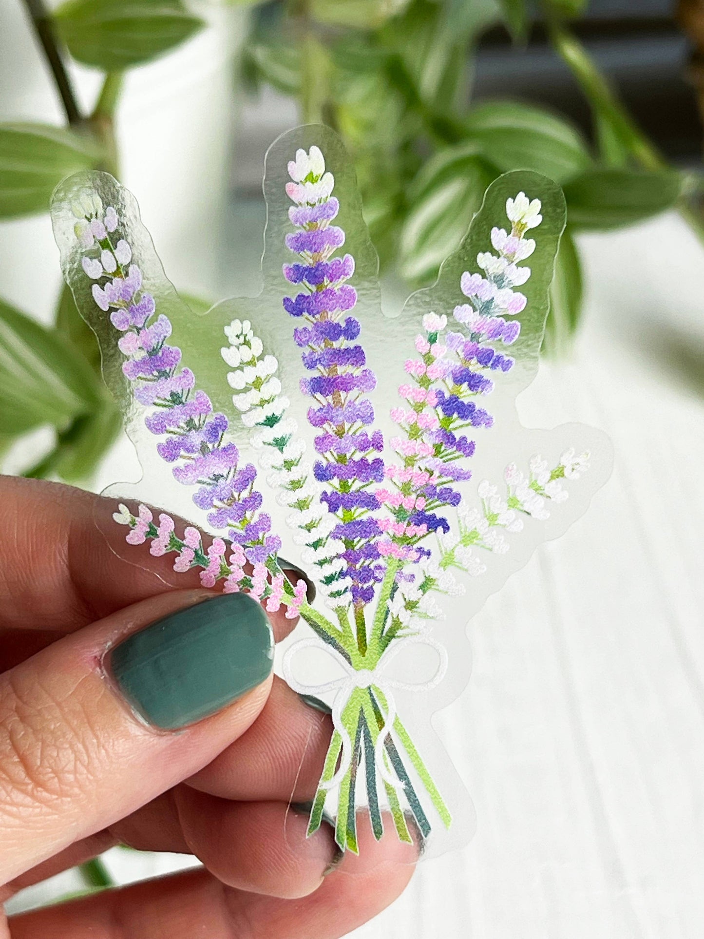 Clear Lupines Wildflower Bouquet Sticker 3x2.2 inch