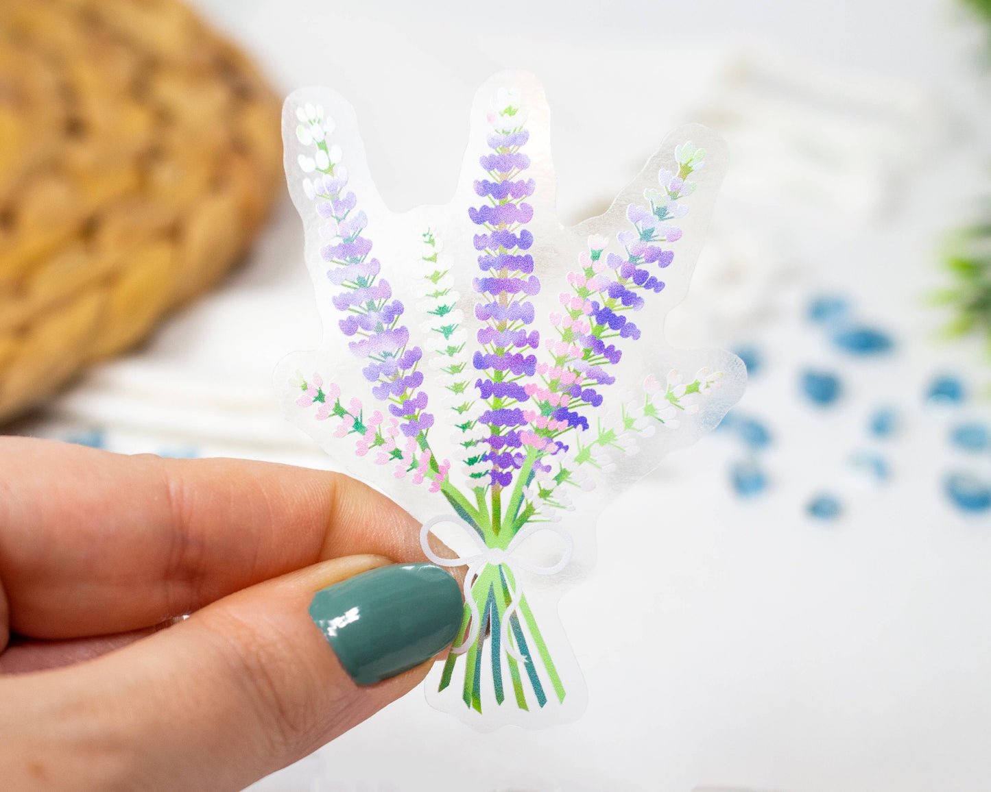 Clear Lupines Wildflower Bouquet Sticker 3x2.2 inch