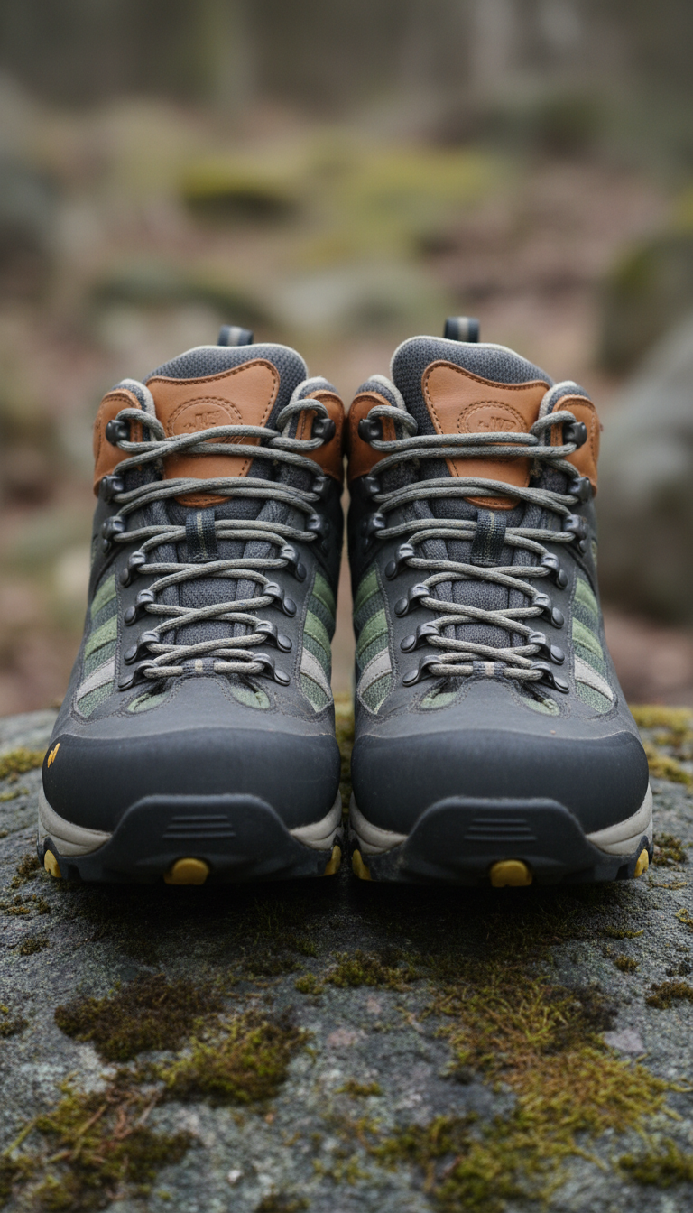 Technical hiking boots with reinforced toe